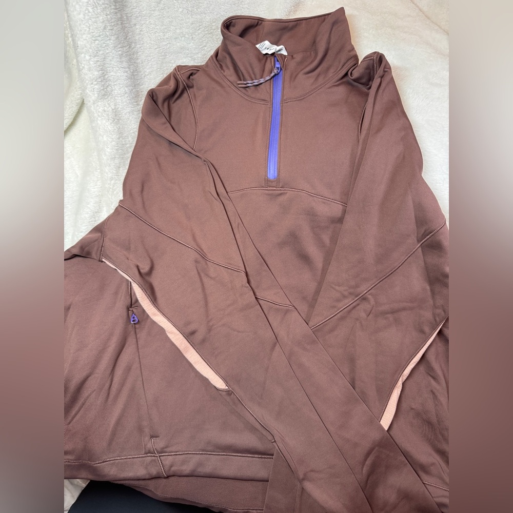 Like new Lululemon Tech Fleece Hiking Zip Pullover - Dark Oxide and Pink Size 8 - Picture 2 of 12